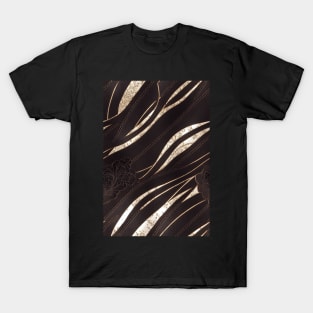 Dark Brown Ornamental Leather Stripes, natural and ecological leather print #58 T-Shirt